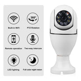 Cámara espía bombillo WiFi SecureLight™ con visión 360° y monitoreo remoto en tiempo real.