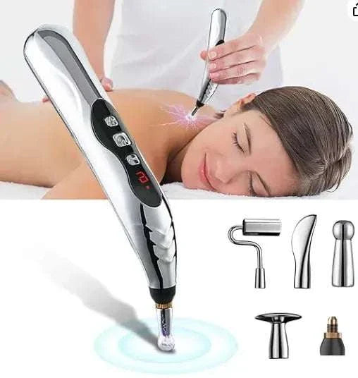 Masajeador eléctrico de acupuntura con cabezales intercambiables para alivio muscular y relajación corporal rápida